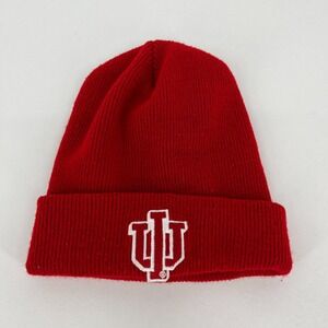 Indiana University IU Hoosiers Red Knit Cuffed Beanie Hat Made in USA Mens OSFM